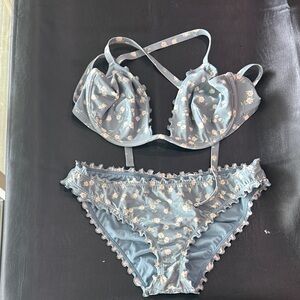 Shade & Shore Blue Floral Bikini Set
